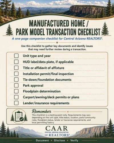 Park model transactional checklist